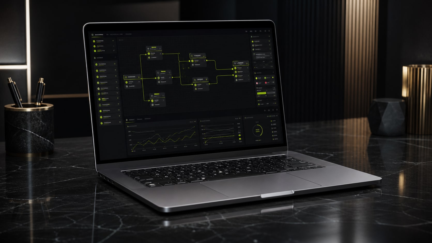 Console premium d'automatisation IA : agents, prompts et workflows en action