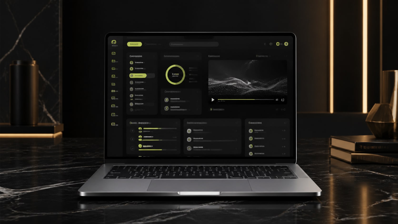 Interface premium de formation IA : tableaux de bord, prompts et modules de cours